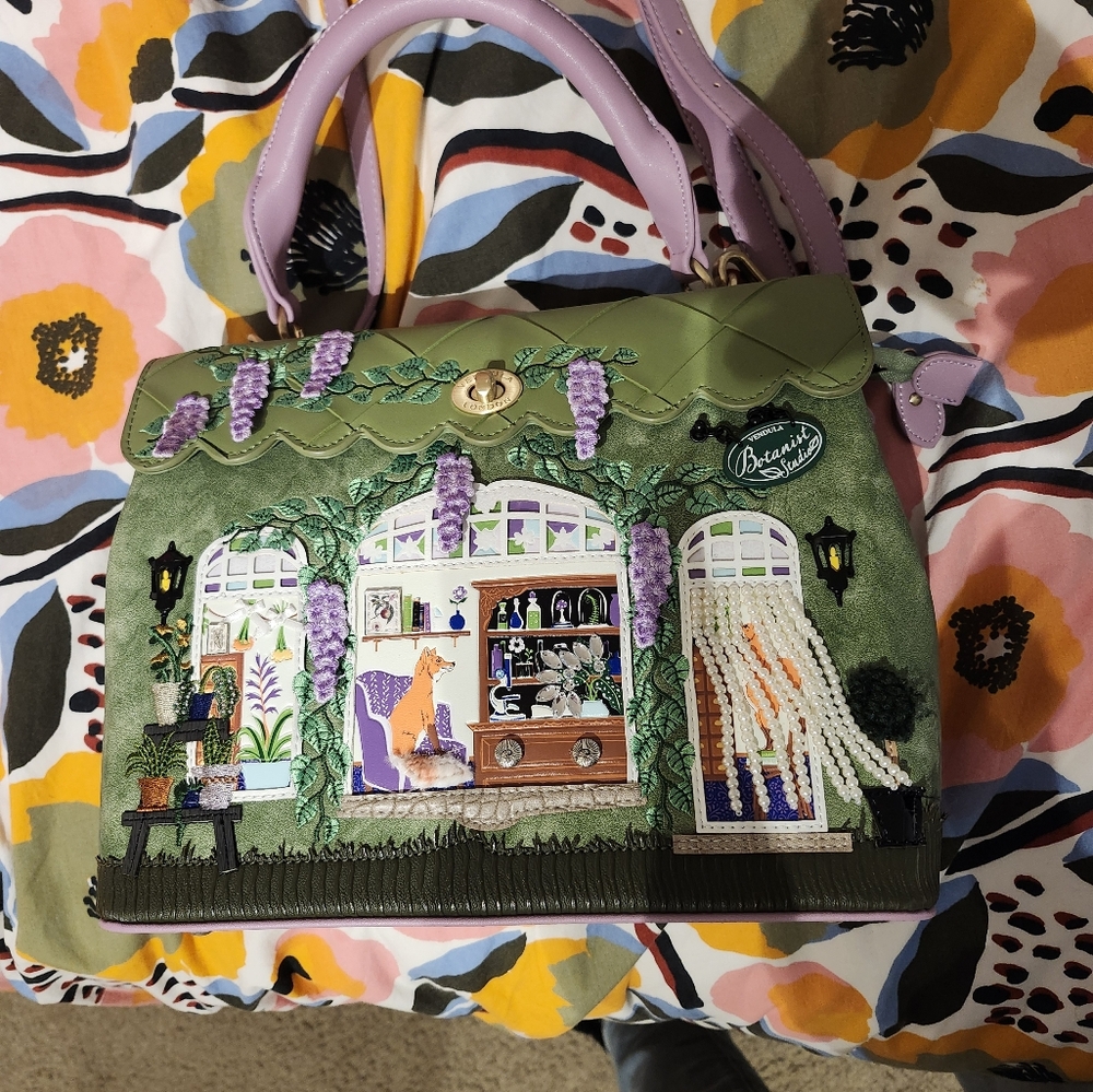 Lavender and Green Women's Bag